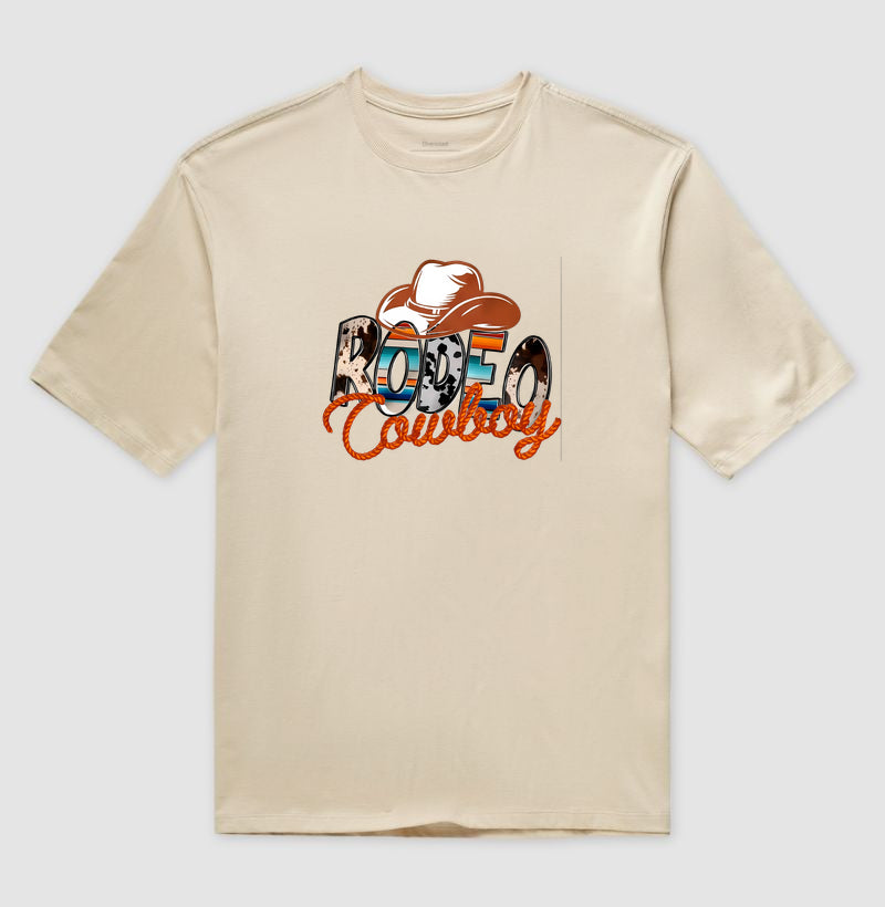 Camiseta Rodeo Cowboy – Estampa Country Western com Chapéu e Laço