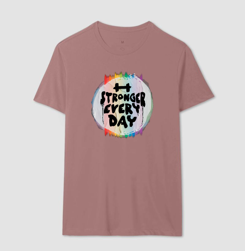Camiseta Motivacional "Stronger Every Day" – Estilo Graffiti & Pride