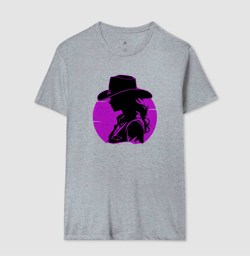 Camiseta Cowgirl Western – Estampa Silhouette Pink & Black