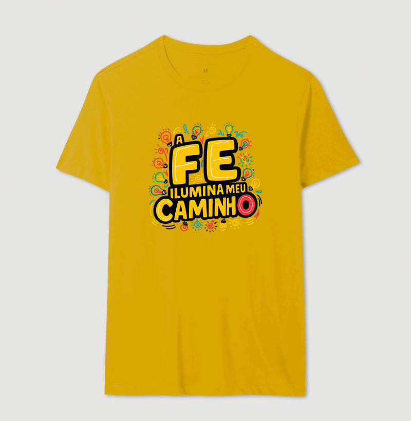 Camiseta Masculina "A Fé Ilumina Meu Caminho"