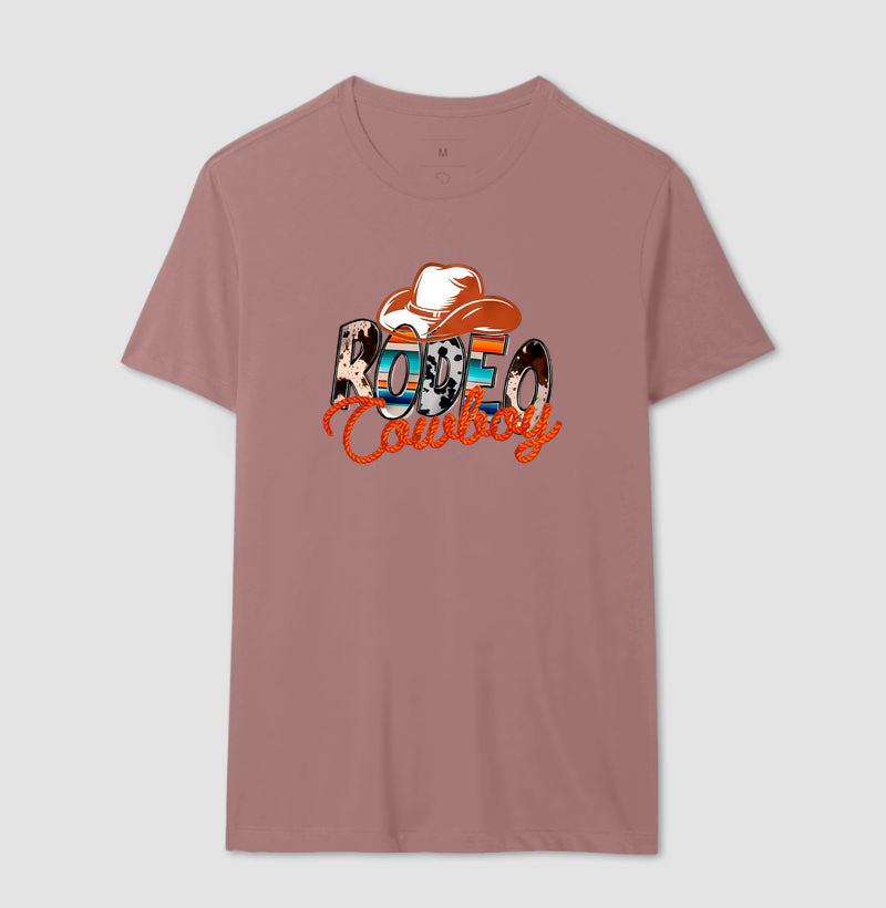Camiseta Rodeo Cowboy – Estampa Country Western com Chapéu e Laço