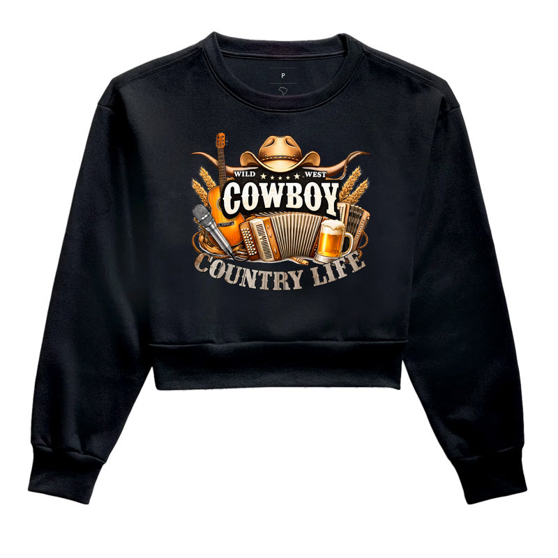 Cropped Moletom Cowboy Country Life – Vida no Ritmo do Sertão