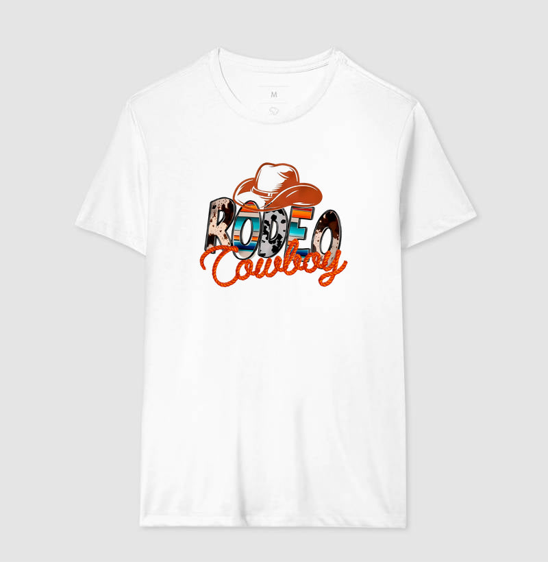 Camiseta Rodeo Cowboy – Estampa Country Western com Chapéu e Laço