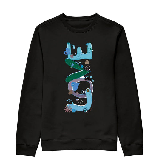 Suéter Moletom FUN Abstrata em Tons de Azul e Verde – Arte Moderna Criativa em Estilo Orgânico