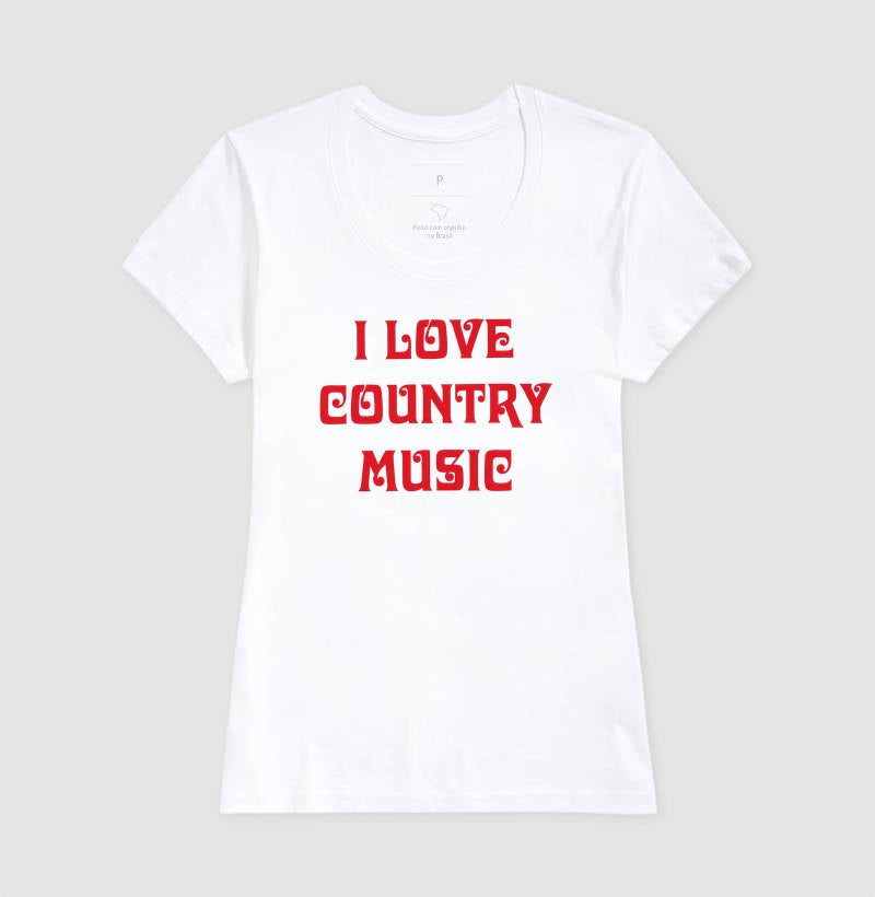 Camiseta "I Love Country Music" – Estilo Ana Castela Boiadeira | Moda Sertaneja Retro
