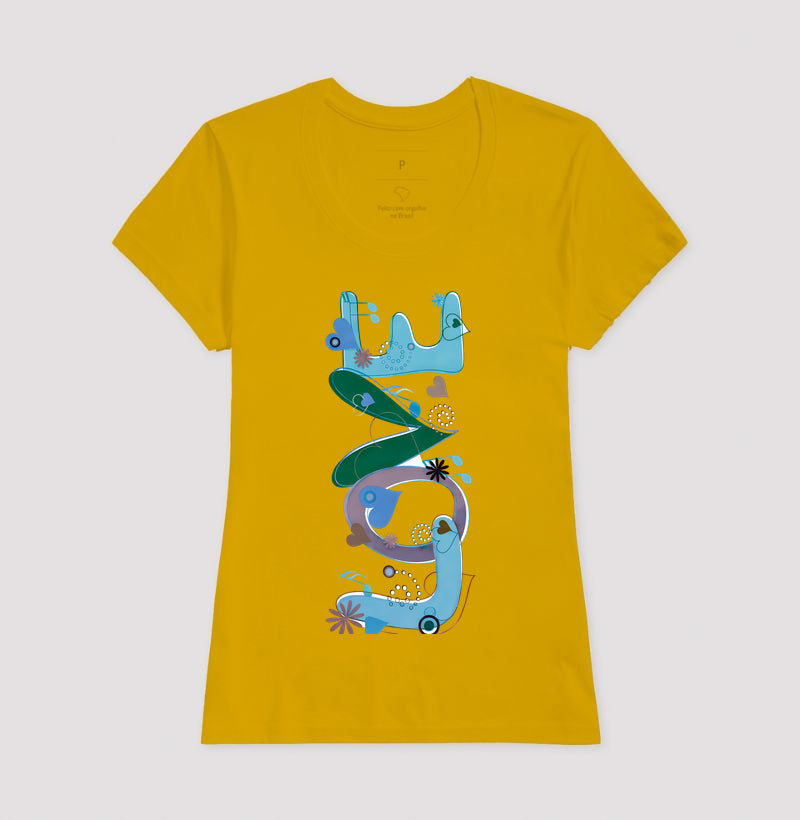 Camiseta FUN Abstrata em Tons de Azul e Verde  Arte Moderna Criativa em Estilo