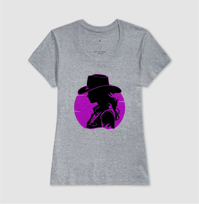 Camiseta Cowgirl Western – Estampa Silhouette Pink & Black