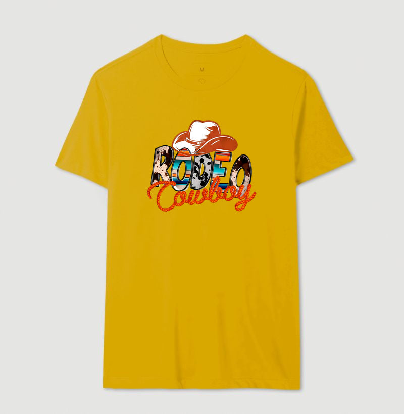 Camiseta Rodeo Cowboy – Estampa Country Western com Chapéu e Laço
