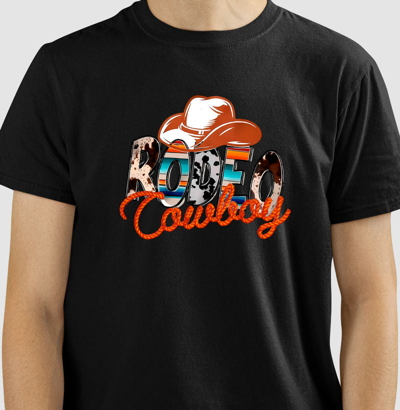 Camiseta Rodeo Cowboy – Estampa Country Western com Chapéu e Laço