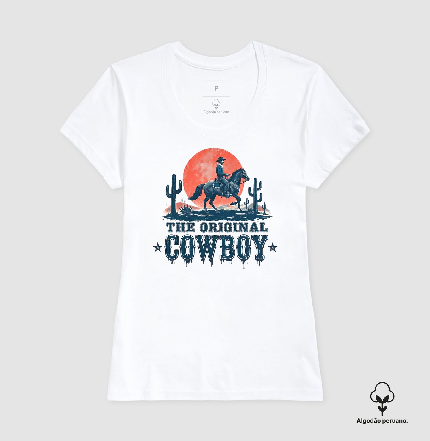Camiseta Algodão Peruano The Original Cowboy Estampa Western Country Vintage Rodeio