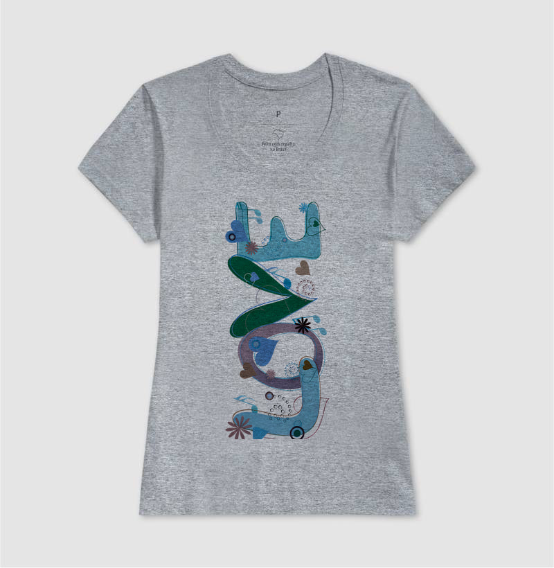 Camiseta FUN Abstrata em Tons de Azul e Verde  Arte Moderna Criativa em Estilo
