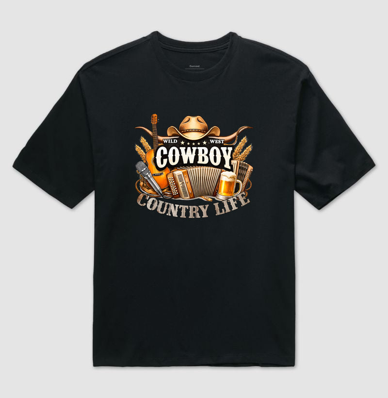 Camiseta Oversized Cowboy Country Life – Vida no Ritmo do Sertão