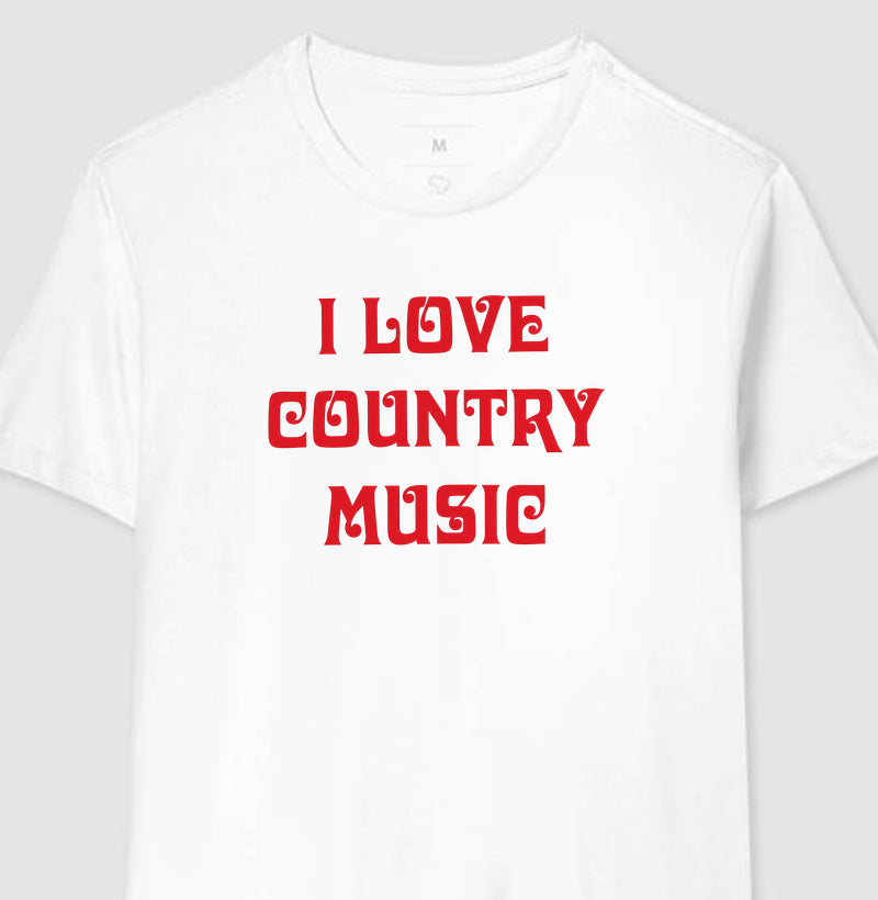 Camiseta "I Love Country Music" – Estilo Ana Castela Boiadeira | Moda Sertaneja Retro