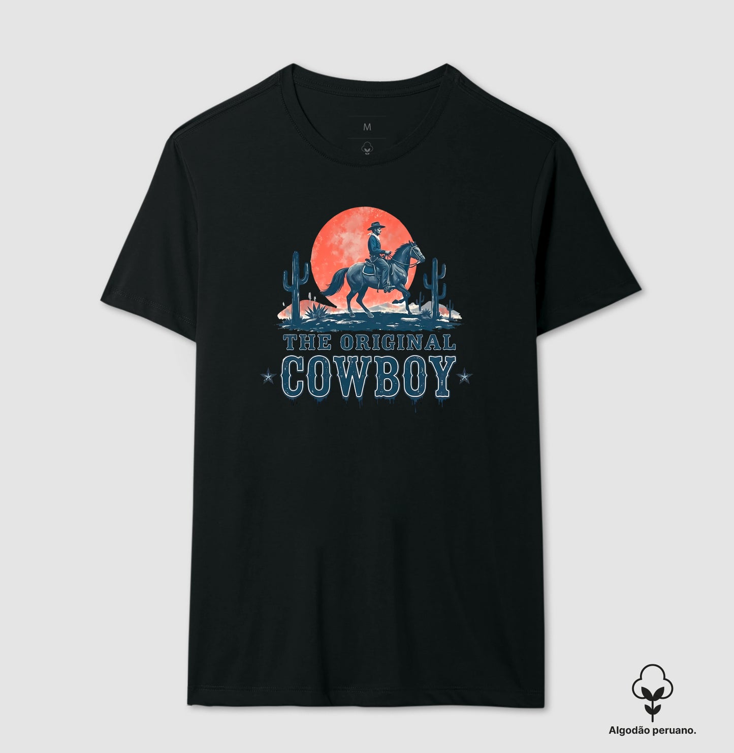 Camiseta Algodão Peruano The Original Cowboy Estampa Western Country Vintage Rodeio