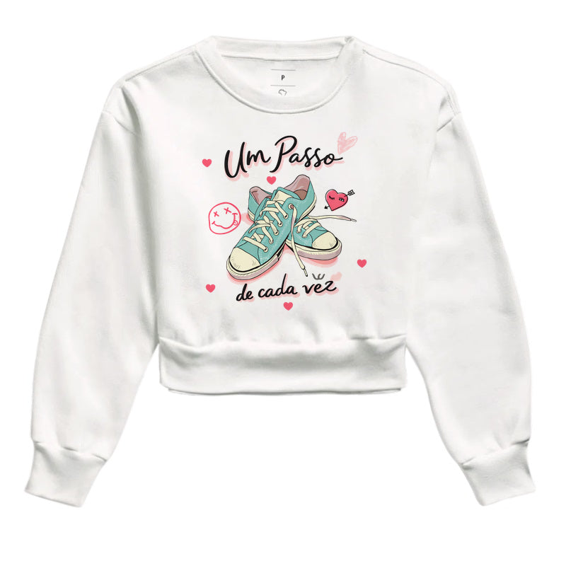 Cropped Moletom Um Passo de Cada Vez