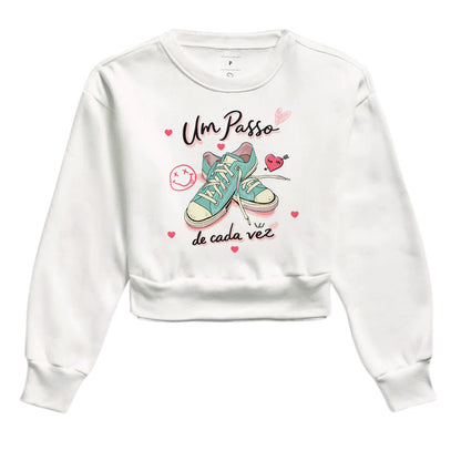 Cropped Moletom Um Passo de Cada Vez