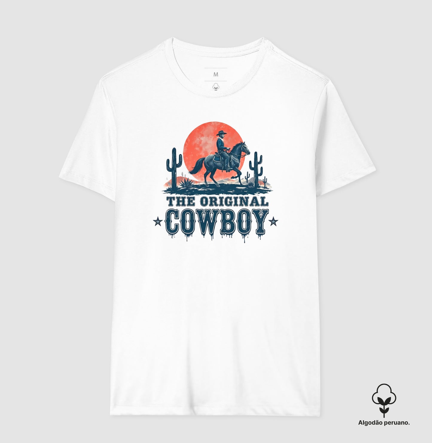 Camiseta Algodão Peruano The Original Cowboy Estampa Western Country Vintage Rodeio
