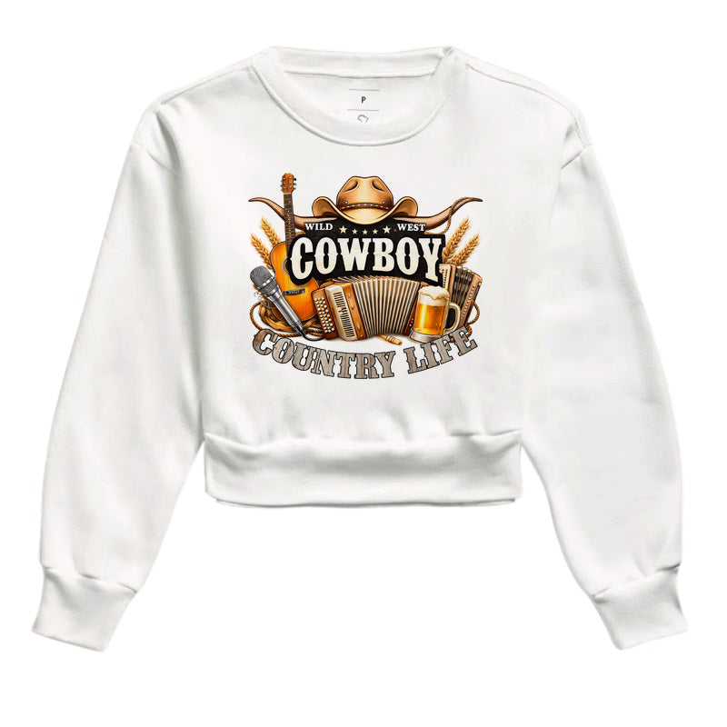 Cropped Moletom Cowboy Country Life – Vida no Ritmo do Sertão