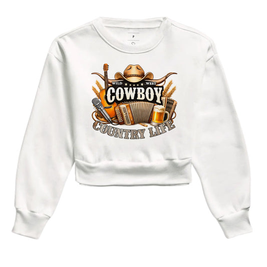 Cropped Moletom Cowboy Country Life – Vida no Ritmo do Sertão