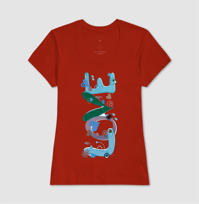 Camiseta FUN Abstrata em Tons de Azul e Verde  Arte Moderna Criativa em Estilo