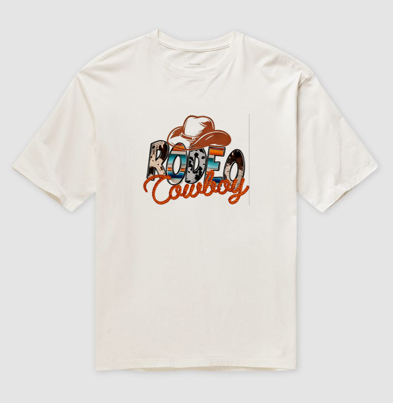 Camiseta Rodeo Cowboy – Estampa Country Western com Chapéu e Laço