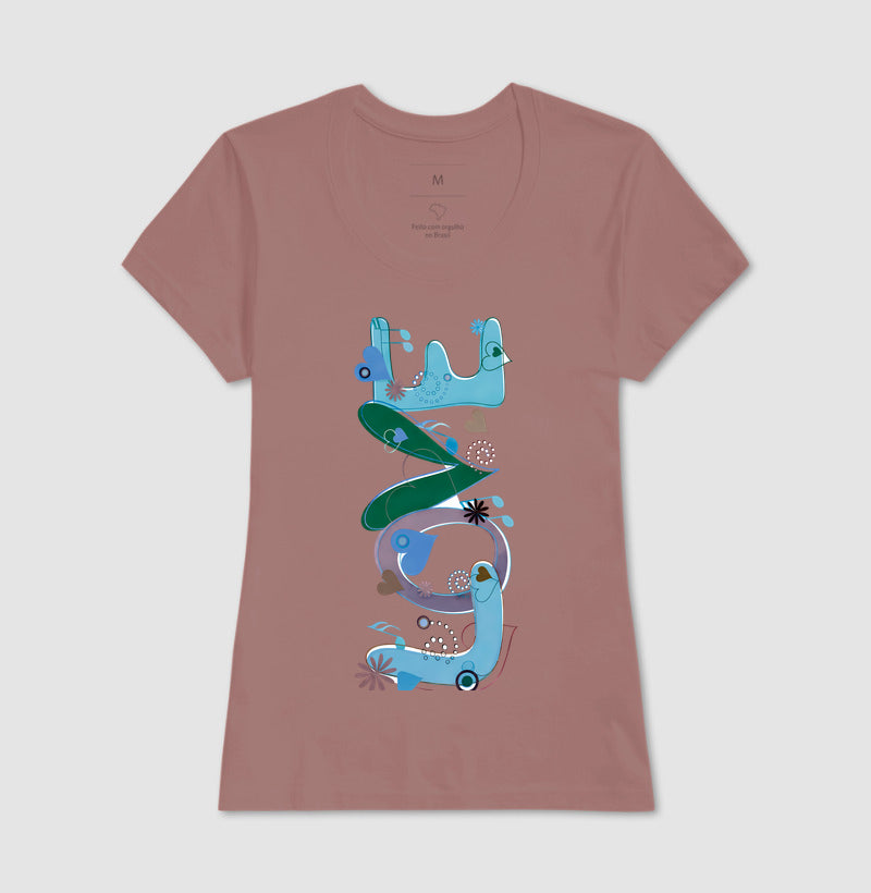 Camiseta FUN Abstrata em Tons de Azul e Verde  Arte Moderna Criativa em Estilo