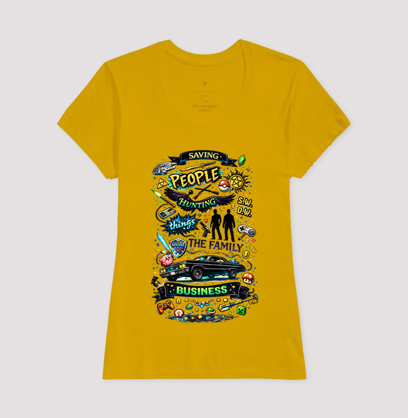 Camiseta Geek Saving People Hunting Things – Estampa Nerd Cultura Pop, Séries, Games e Família