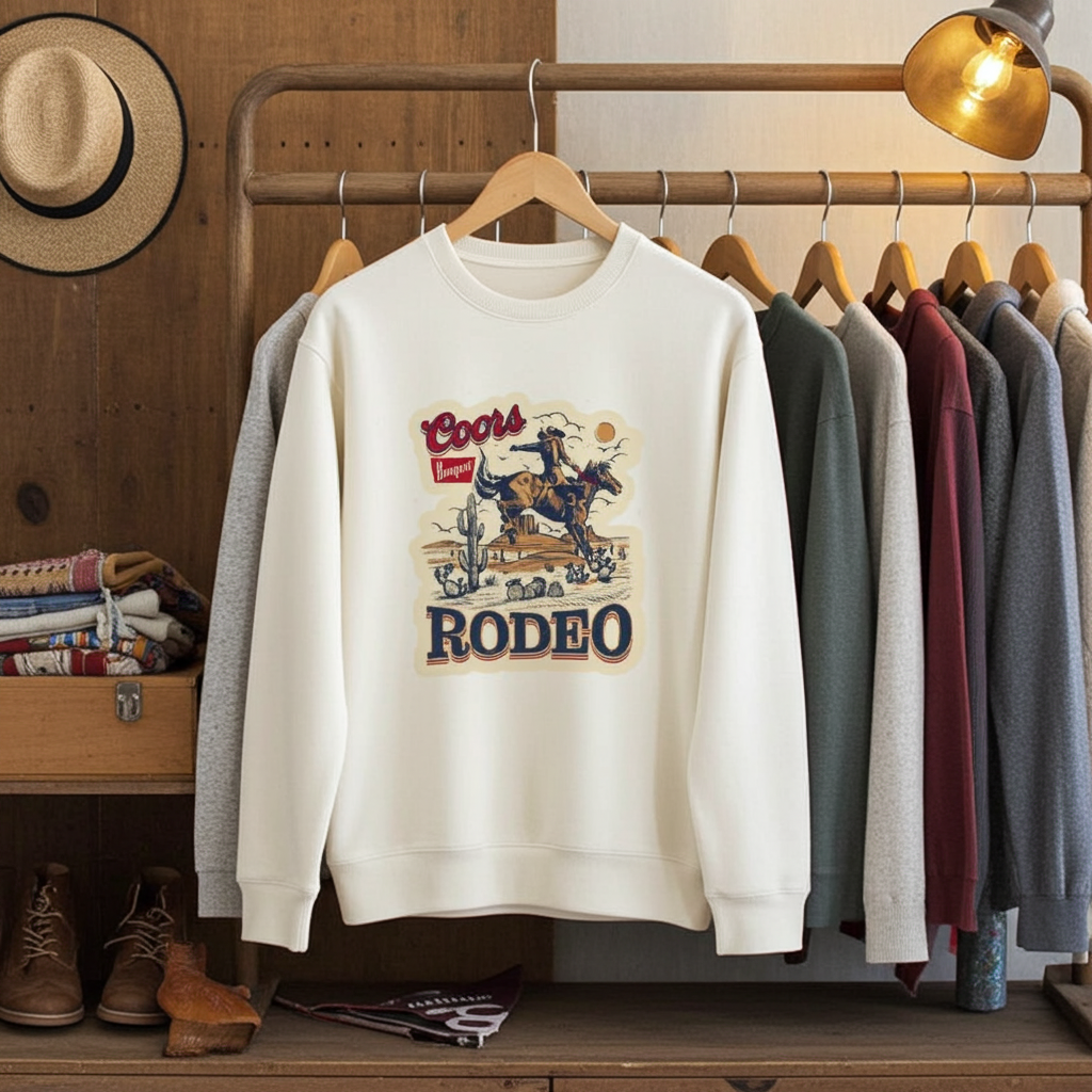 Suéter Moletom Vintage Coors Banquet Rodeo - Estilo Western Cowboy Retrô