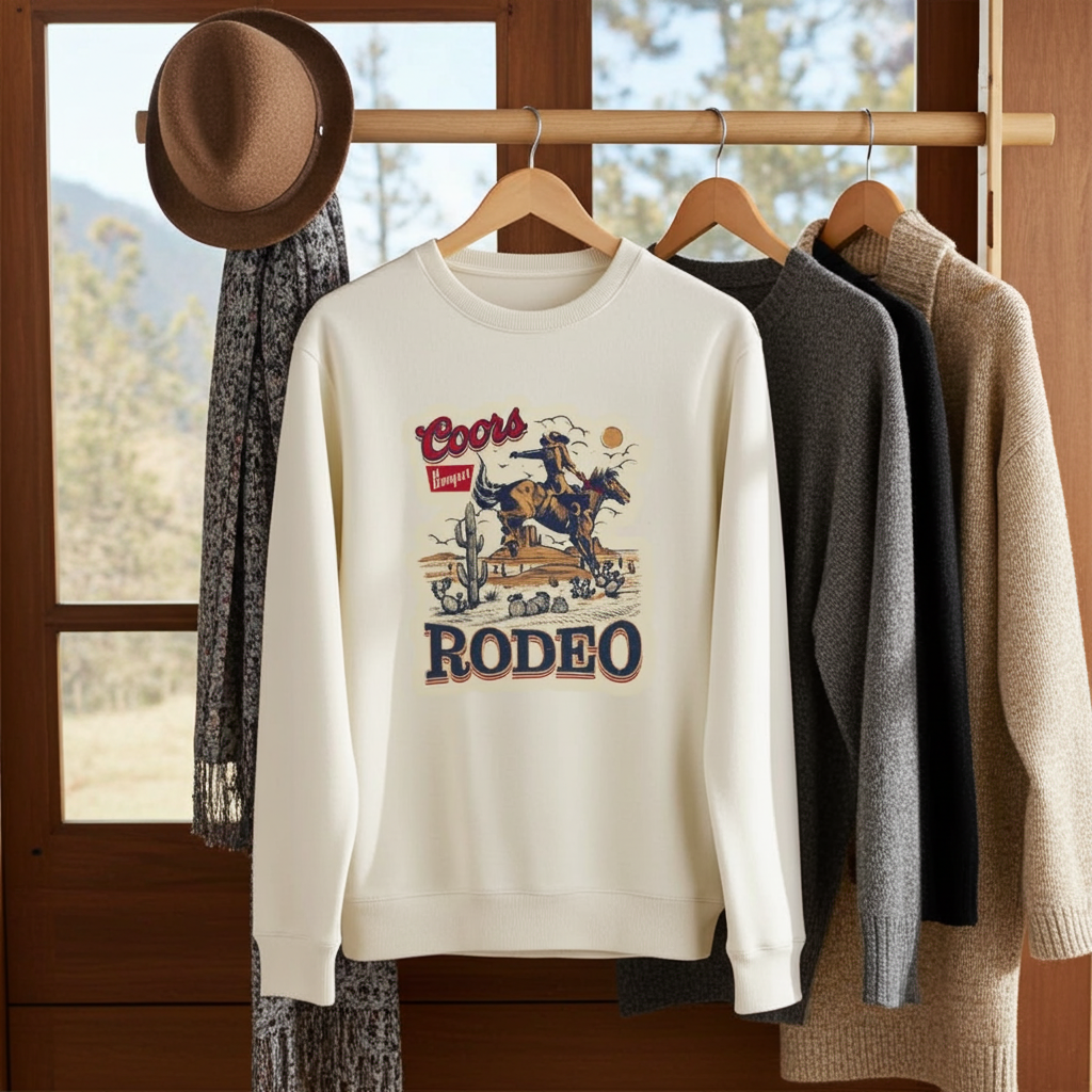 Suéter Moletom Vintage Coors Banquet Rodeo - Estilo Western Cowboy Retrô